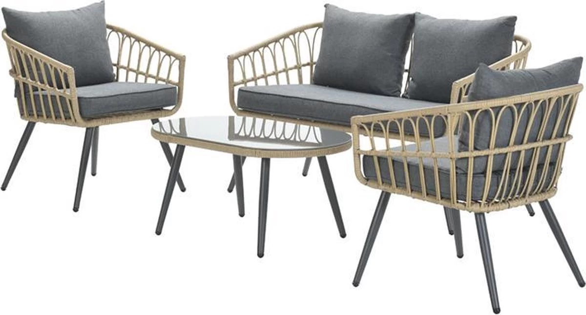 Garden Impressions Franklin Loungeset 4-delig - Wicker - Carbon Black/mystic Grey 7 Garden Impressions Franklin Loungeset 4-delig - Wicker - Carbon Black/mystic Grey - Afbeelding 7