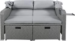 Polyrattan Patio Rieten Meubels Set Voor 2 Personen-Outdoor Rattan Sofa Set Met Intrekbare Luifel-lounge Bank-PE Rotan Loveseat Voor Achtertuin Veranda Tuin Zwembad Balkon-grijs -Tuinmeubel Winkel 1200x654