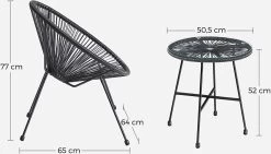 Songmics Balkonmeubilair, Tuinmeubelset, Set Van 3, Zitgroep, Terrasmeubilair, Glazen Tafelblad, 2 Stoelen, Voor Binnen En Buiten, Voor Patio, Tuin, Balkon, Buiten, Zwart GGF013B02 -Tuinmeubel Winkel 1200x684 3