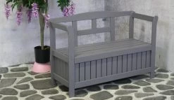 SenS-Line - Tuinbank - Pinokkio Houten Bankje - 113 X 40 X 75 Cm - Grijs -Tuinmeubel Winkel 1200x693