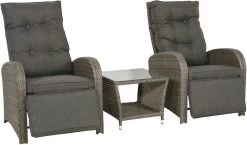 Loungeset Duoset Melia 2 Verstelbare Stoelen + Tafel - Balkonset