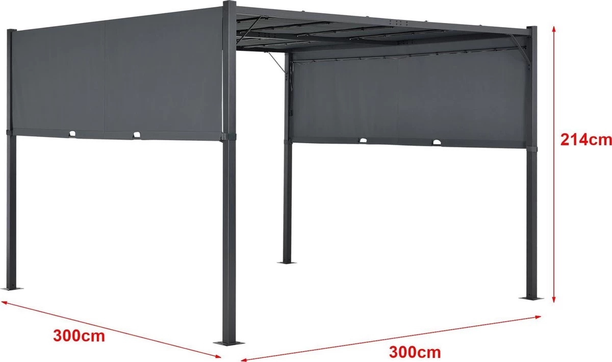 Pergola Fortaleza Tuinpaviljoen Met LED Verlichting 3x3 M Donkergrijs 3 Pergola Fortaleza Tuinpaviljoen Met LED Verlichting 3x3 M Donkergrijs - Afbeelding 3