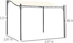 Outsunny Pergola Partytent Paviljoen Overkapping Tent Metaal Crème 297x297 Cm 84C-038 -Tuinmeubel Winkel 1200x717 3