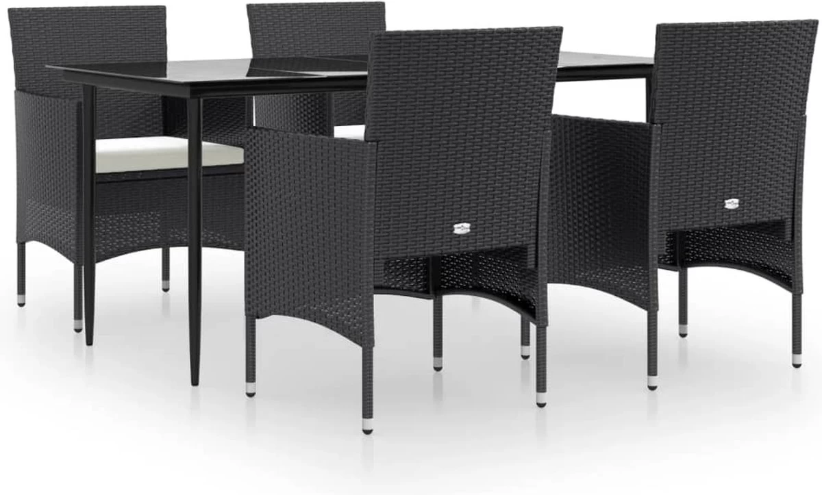 VidaXL 5-delige Tuinset Met Kussens Zwart 5 VidaXL 5-delige Tuinset Met Kussens Zwart - Afbeelding 5