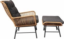 BUITEN Living Dex Wicker Loungestoel Tuin Incl. Wicker Voetenbank | Wicker + Aluminium | Bamboe Antraciet -Tuinmeubel Winkel 1200x733 1