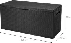 Verrijdbare Tuinkussen Opbergbox - Rattan Look - Zwart - 350 Liter -Tuinmeubel Winkel 1200x733 2