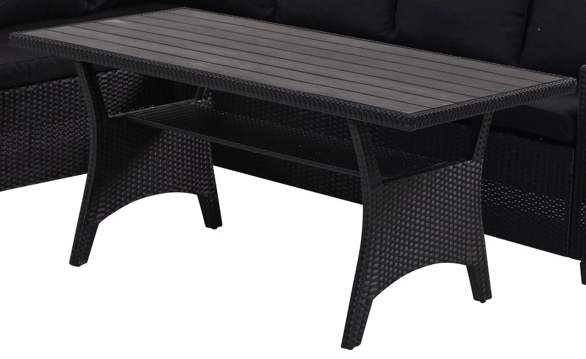 Rotan Loungeset Zwart 6 Pers Eettafel Kussens Weerbestendige Hoeklounge 3 Rotan Loungeset Zwart 6 Pers Eettafel Kussens Weerbestendige Hoeklounge - Afbeelding 3
