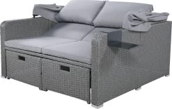 Polyrattan Patio Rieten Meubels Set Voor 2 Personen-Outdoor Rattan Sofa Set Met Intrekbare Luifel-lounge Bank-PE Rotan Loveseat Voor Achtertuin Veranda Tuin Zwembad Balkon-grijs -Tuinmeubel Winkel 1200x761