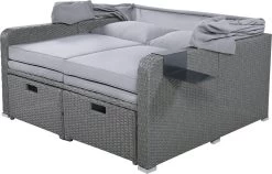 Polyrattan Patio Rieten Meubels Set Voor 2 Personen-Outdoor Rattan Sofa Set Met Intrekbare Luifel-lounge Bank-PE Rotan Loveseat Voor Achtertuin Veranda Tuin Zwembad Balkon-grijs -Tuinmeubel Winkel 1200x769