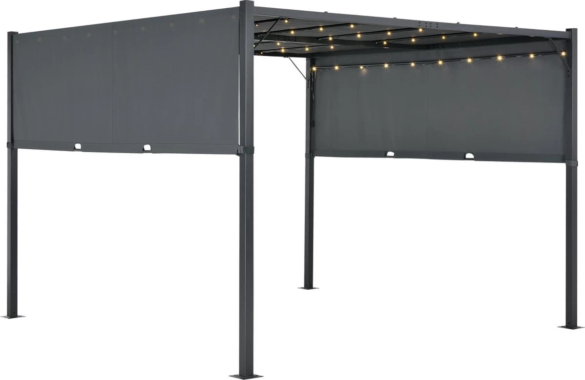 Pergola Fortaleza Tuinpaviljoen Met LED Verlichting 3x3 M Donkergrijs 1 Pergola Fortaleza Tuinpaviljoen Met LED Verlichting 3x3 M Donkergrijs