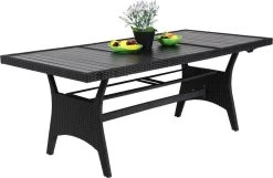 Casaria Polyrattan Tuintafel - WPC Tafelblad 190x90x74 Cm – Zwart -Tuinmeubel Winkel 1200x783 7