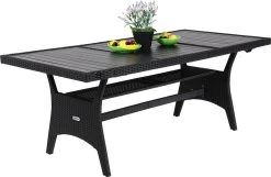 Casaria Polyrattan Tuintafel - WPC Tafelblad 190x90x74 Cm – Zwart -Tuinmeubel Winkel 1200x784