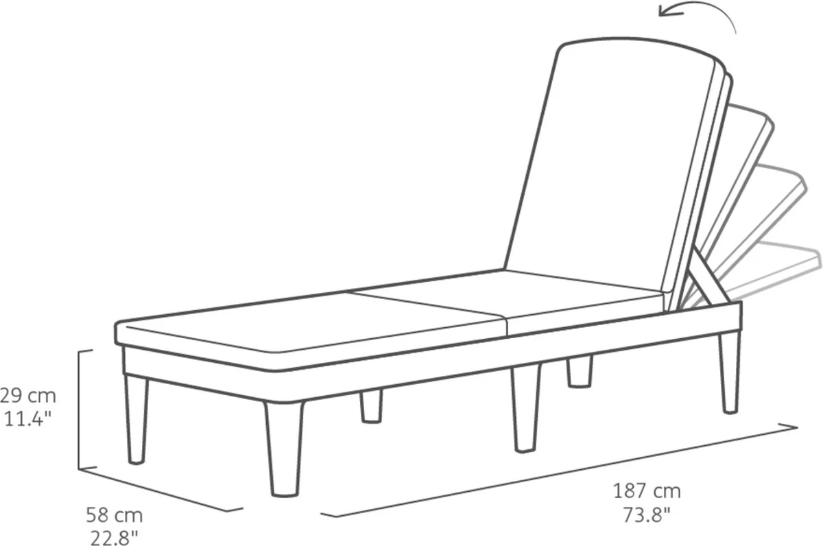 Allibert Jaipur Ligbed - 58x187,5x29 Cm - Grafiet 8 Allibert Jaipur Ligbed - 58x187,5x29 Cm - Grafiet - Afbeelding 8