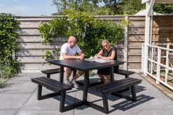 MaximaVida Vierkante Aluminium Picknicktafel Dex 215 Cm Zwart - Lage Instap -Tuinmeubel Winkel 1200x800 85