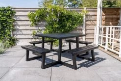 MaximaVida Vierkante Aluminium Picknicktafel Dex 215 Cm Zwart - Lage Instap -Tuinmeubel Winkel 1200x800 86