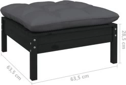 VidaXL 3-delige Loungeset Met Kussens Massief Grenenhout Zwart -Tuinmeubel Winkel 1200x809