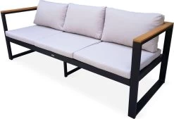 Loungeset 5 Plaatsen Van Aluminium En Eucalyptus – NAZCA – Antraciet Structuur, Lichtgrijs Kussens -Tuinmeubel Winkel 1200x820 7