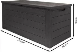 Merkloos Woody Tuin Opbergbox - 324 Liter 45x120x60 Cm - Tuinkussenbox - Antraciet/bruin 21 Merkloos Woody Tuin Opbergbox - 324 Liter 45x120x60 Cm - Tuinkussenbox - Antraciet/bruin -Tuinmeubel Winkel 1200x823 1