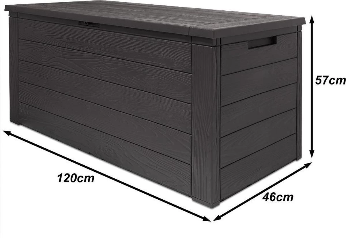 Merkloos Woody Tuin Opbergbox - 324 Liter 45x120x60 Cm - Tuinkussenbox - Antraciet/bruin 4 Merkloos Woody Tuin Opbergbox - 324 Liter 45x120x60 Cm - Tuinkussenbox - Antraciet/bruin - Afbeelding 4