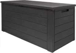 Merkloos Woody Tuin Opbergbox - 324 Liter 45x120x60 Cm - Tuinkussenbox - Antraciet/bruin