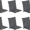 Beautissu Set Van 6x Tuinkussens Lage Rug Loft NL 100 X 50 X 6 Cm - Kussen Antraciet - Zitkussen Sierkussen Tuinstoel