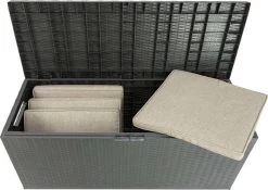 Verrijdbare Tuinkussen Opbergbox - Rattan Look - Zwart - 350 Liter -Tuinmeubel Winkel 1200x850