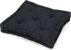 Matraskussen Katoen Zwart | 40 X 40 X 10 Cm - Zitkussen, 100% Katoen - Stoelkussen Voor Buiten - Stevig Zitvlak