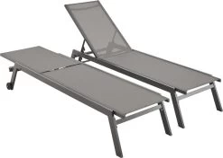 ELSA - Set Van 2 Ligstoelen Van Aluminium En Textileen, Ligbed Multipositioneel Met Wieltjes, Kleur Antraciet/donkergrijs 9 ELSA - Set Van 2 Ligstoelen Van Aluminium En Textileen, Ligbed Multipositioneel Met Wieltjes, Kleur Antraciet/donkergrijs -Tuinmeubel Winkel 1200x854 3