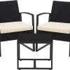 Songmics Tuinmeubelset, 3-delige Set, Van Polyrotan, Voor Outdoor, Terras, Balkon, Tuin, Eenvoudige Montage, Bijzettafel En 2 Stoelen, Zwart-beige