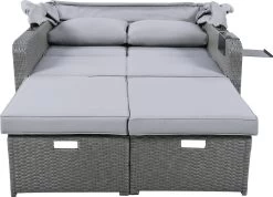 Polyrattan Patio Rieten Meubels Set Voor 2 Personen-Outdoor Rattan Sofa Set Met Intrekbare Luifel-lounge Bank-PE Rotan Loveseat Voor Achtertuin Veranda Tuin Zwembad Balkon-grijs -Tuinmeubel Winkel 1200x867