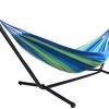 Hangmat Met Standaard En Opbergtas – 2 Persoons – Max. Draaggewicht 200Kg – Hangmatset – Hangmatten – Hang Mat Voor Binnen En Buiten – Hangmatstandaard – Hammock – Blauw / Groen