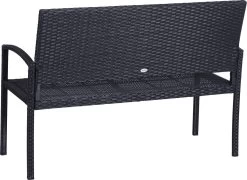 Outsunny Polyrotan Tuinbank 2-zits Parkbank Bank Staal Zwart 867-022 -Tuinmeubel Winkel 1200x874