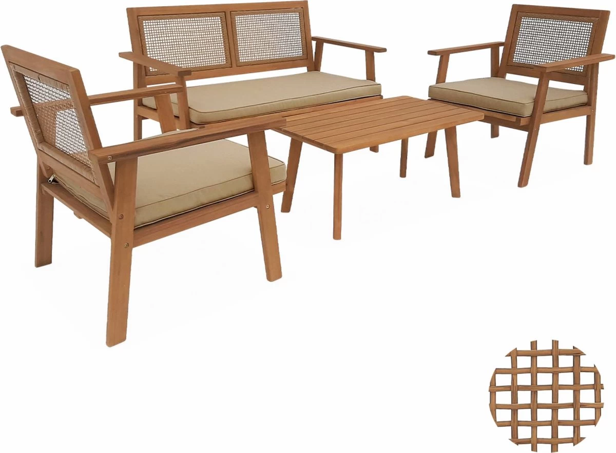 Tuinmeubelset 4 Zitplaatsen + 1 Salontafel L Alice's Garden 1 Tuinmeubelset 4 Zitplaatsen + 1 Salontafel L Alice's Garden