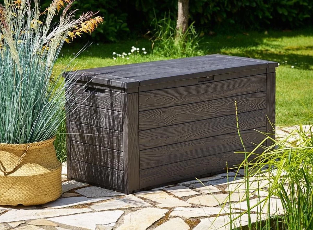 Merkloos Woody Tuin Opbergbox - 324 Liter 45x120x60 Cm - Tuinkussenbox - Antraciet/bruin 5 Merkloos Woody Tuin Opbergbox - 324 Liter 45x120x60 Cm - Tuinkussenbox - Antraciet/bruin - Afbeelding 5