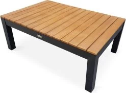 Loungeset 5 Plaatsen Van Aluminium En Eucalyptus – NAZCA – Antraciet Structuur, Lichtgrijs Kussens -Tuinmeubel Winkel 1200x885