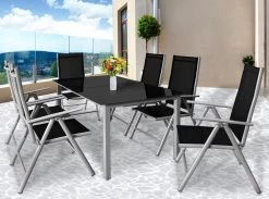Casaria Alumunium Tuinset Bern - 6 Stoelen + 1 Tafel – Zilver -Tuinmeubel Winkel 1200x890 1