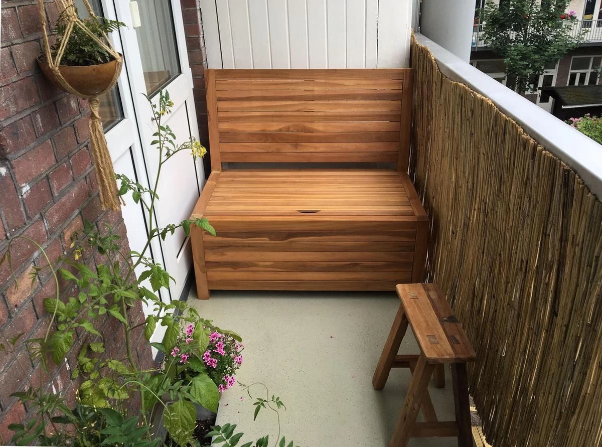 Kleine Teakhouten Tuinbank Met Opbergruimte - 100 X 60 X 90 Cm - Duurzaam Teakhout - Blijft Strak En Mooi - Sterke Constructie Om Lang Mee Te Gaan 12 Kleine Teakhouten Tuinbank Met Opbergruimte - 100 X 60 X 90 Cm - Duurzaam Teakhout - Blijft Strak En Mooi - Sterke Constructie Om Lang Mee Te Gaan - Afbeelding 12