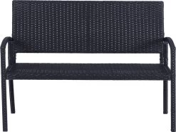 Outsunny Polyrotan Tuinbank 2-zits Parkbank Bank Staal Zwart 867-022 -Tuinmeubel Winkel 1200x898