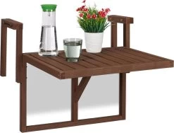 Relaxdays Balkontafel Inklapbaar - Klaptafel Balkon - Tafel Reling - Hangtafel Hout