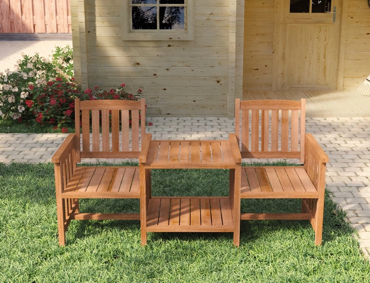 Tuindeco - Tete-a-Tete Houten Tuinbank - Loveseat Van Mahonie Hardhout 2 Tuindeco - Tete-a-Tete Houten Tuinbank - Loveseat Van Mahonie Hardhout - Afbeelding 2