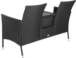 Casaria Tuinbank Polyrattan – 2 Zitter Incl. Tafel & Kussens – Zwart -Tuinmeubel Winkel 1200x926
