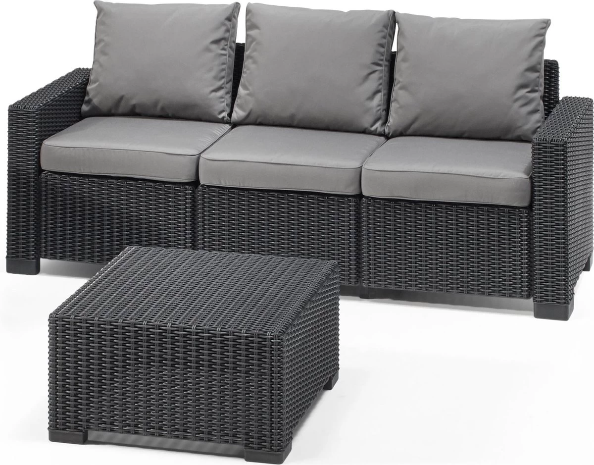 Allibert California Chaise Longue Loungeset - 3 A 4 Personen - Grafiet 3 Allibert California Chaise Longue Loungeset - 3 A 4 Personen - Grafiet - Afbeelding 3