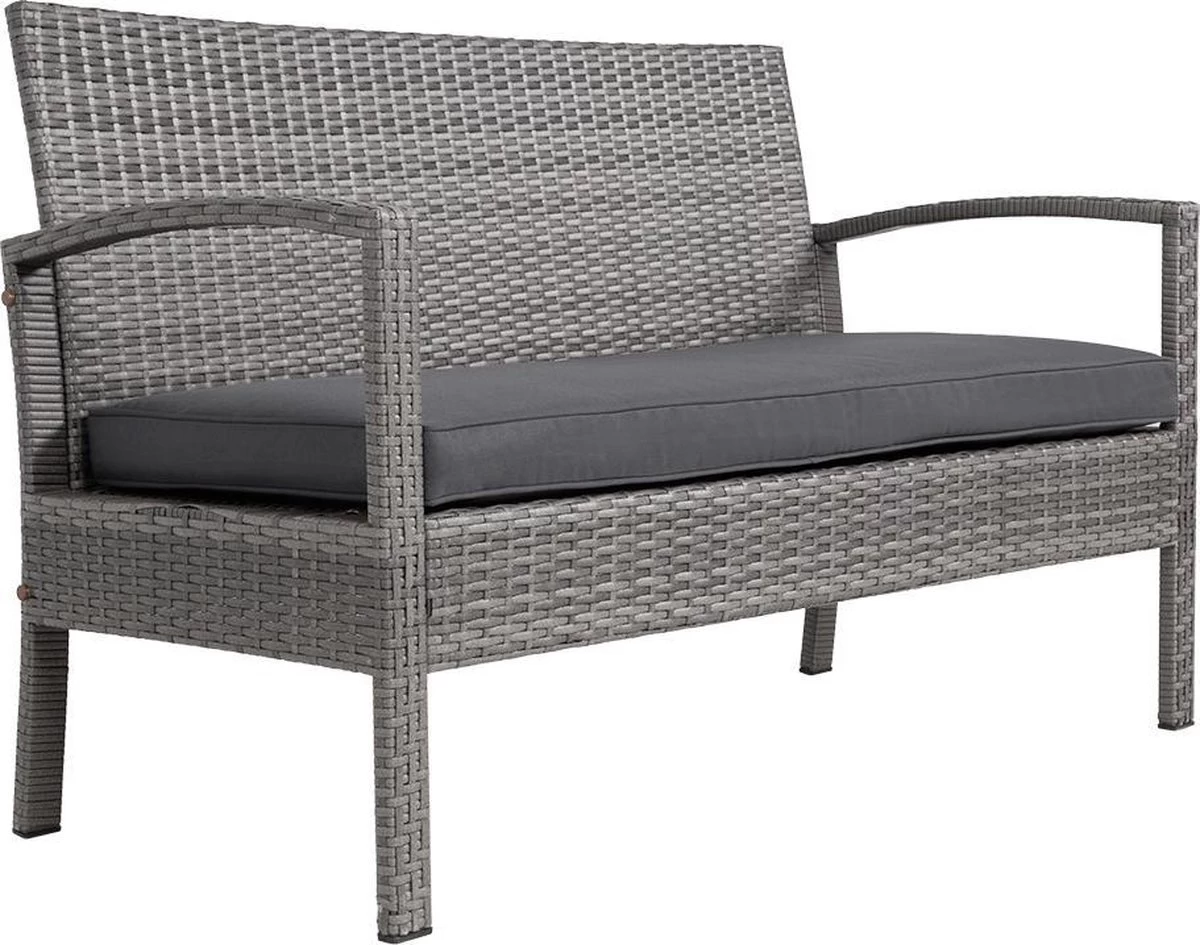 Casaria Polyrattan Loungeset – 2 Stoelen 1 Bank 1 Tafel - Antraciet 3 Casaria Polyrattan Loungeset – 2 Stoelen 1 Bank 1 Tafel - Antraciet - Afbeelding 3