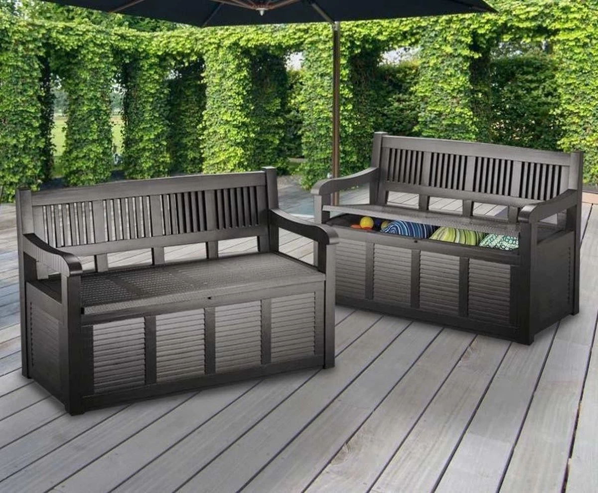 Merkloos Opbergbank Van Kunststof | 130 X 60 Cm | Antraciet 5 Merkloos Opbergbank Van Kunststof | 130 X 60 Cm | Antraciet - Afbeelding 5