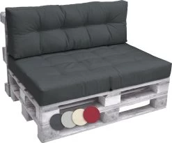 Beautissu Eco Elements Palletkussen – Rugkussen 120x40x15 Cm Voor Palletbank - Kussen Graphiet Grijs - Palletkussens In Matraskussen Kwaliteit