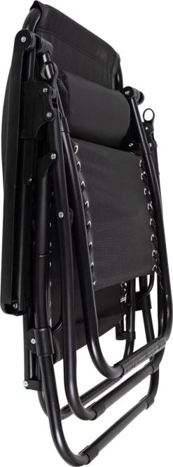 Luxe Ligstoel Met Hoofdsteun & Voetsteun - Verstelbare Rugleuning - Zonnebed Relaxstoel Voor Tuin/Terras/Strand/Balkon/Zwembad/Camping - Inklapbaar - Weerbestendig - Zwart -Tuinmeubel Winkel 445x1200