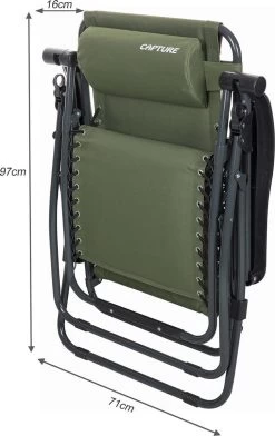 Capture Outdoor, Opklapbare Luxe Ligstoel "Relax RZ-1", Verstelbare Rugleuning, Luxe Armleuningen, Opgespannen Gevoerd Doek, Afneembaar Kussen, … -Tuinmeubel Winkel 757x1200