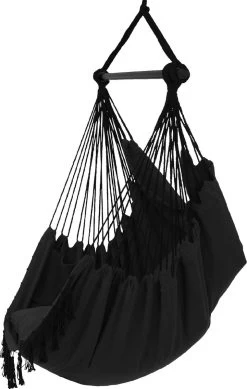 Vita5 XXL Hangstoel - Binnen&Buiten Hangnest - Incl. 2 Kussens En Boekenvak - Volwassenen&Kinderen - Hangmatstoel Tot 225kg - Zwart -Tuinmeubel Winkel 761x1200