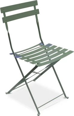 EMILIA Bistroset - 2 Inklapbare Stoelen En Een Ronde Tafel Van Gepoedercoat Staal Met Matte Afwerking – Groengrijs 6 EMILIA Bistroset - 2 Inklapbare Stoelen En Een Ronde Tafel Van Gepoedercoat Staal Met Matte Afwerking – Groengrijs -Tuinmeubel Winkel 768x1200