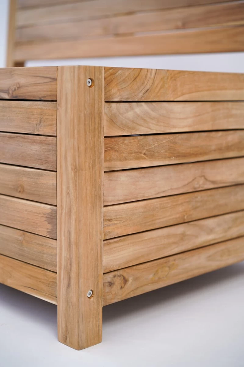 Kleine Teakhouten Tuinbank Met Opbergruimte - 100 X 60 X 90 Cm - Duurzaam Teakhout - Blijft Strak En Mooi - Sterke Constructie Om Lang Mee Te Gaan 2 Kleine Teakhouten Tuinbank Met Opbergruimte - 100 X 60 X 90 Cm - Duurzaam Teakhout - Blijft Strak En Mooi - Sterke Constructie Om Lang Mee Te Gaan - Afbeelding 2